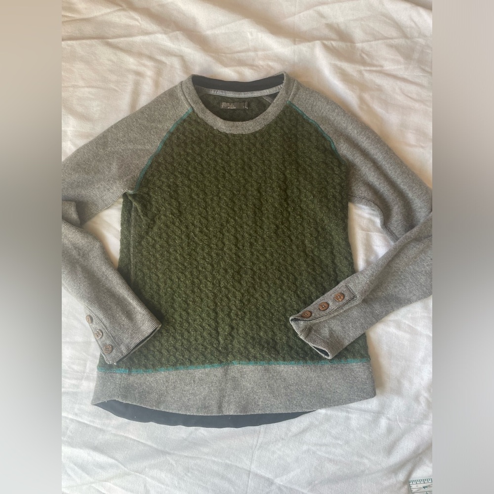 Prana Olive and Gray Knit Sweater